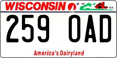 WI license plate 259OAD