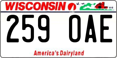WI license plate 259OAE