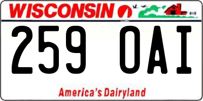 WI license plate 259OAI