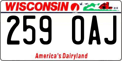WI license plate 259OAJ