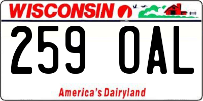 WI license plate 259OAL