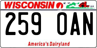 WI license plate 259OAN