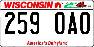 WI license plate 259OAO