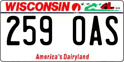 WI license plate 259OAS