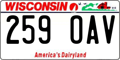 WI license plate 259OAV