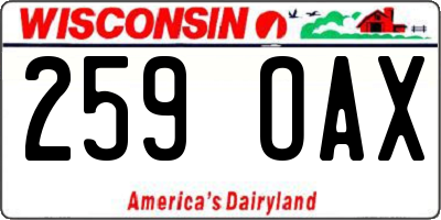 WI license plate 259OAX