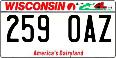 WI license plate 259OAZ
