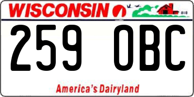 WI license plate 259OBC