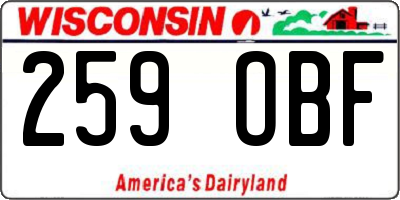 WI license plate 259OBF