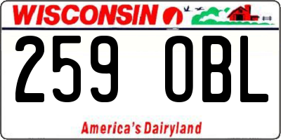 WI license plate 259OBL