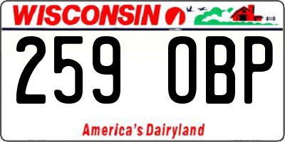 WI license plate 259OBP