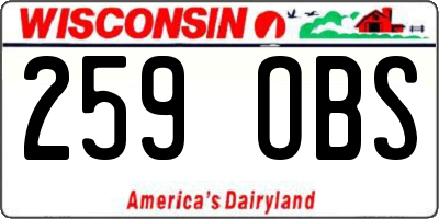 WI license plate 259OBS