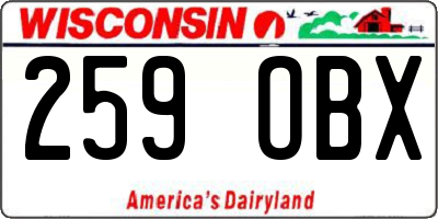 WI license plate 259OBX