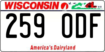 WI license plate 259ODF