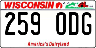 WI license plate 259ODG