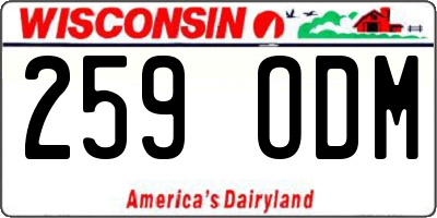 WI license plate 259ODM