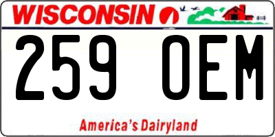 WI license plate 259OEM
