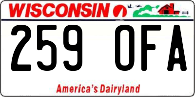 WI license plate 259OFA