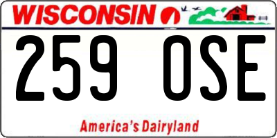 WI license plate 259OSE