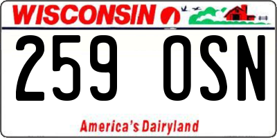 WI license plate 259OSN