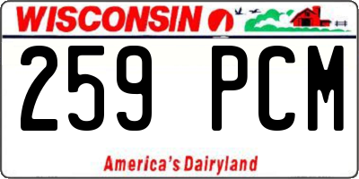 WI license plate 259PCM