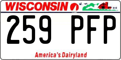 WI license plate 259PFP