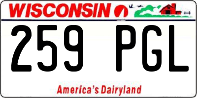 WI license plate 259PGL