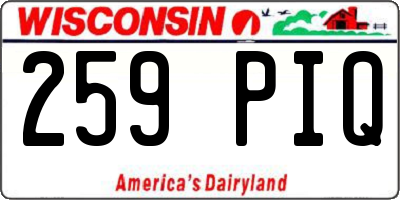 WI license plate 259PIQ