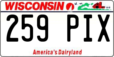 WI license plate 259PIX