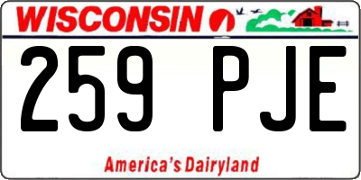 WI license plate 259PJE