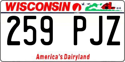 WI license plate 259PJZ