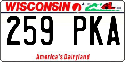 WI license plate 259PKA