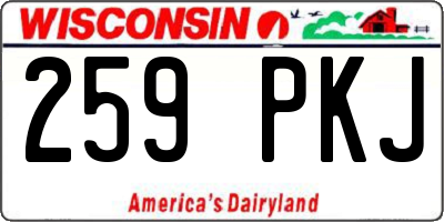 WI license plate 259PKJ