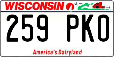 WI license plate 259PKO