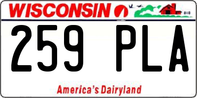WI license plate 259PLA