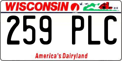 WI license plate 259PLC
