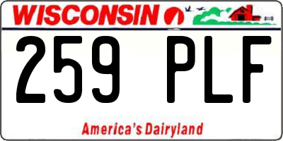WI license plate 259PLF