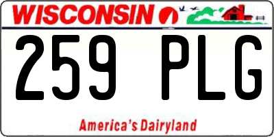 WI license plate 259PLG