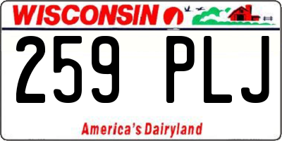 WI license plate 259PLJ