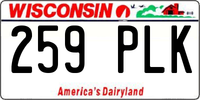WI license plate 259PLK
