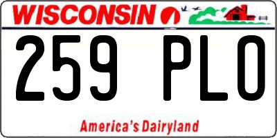 WI license plate 259PLO