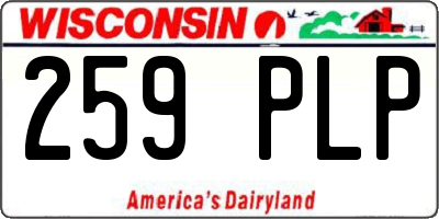 WI license plate 259PLP