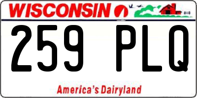 WI license plate 259PLQ