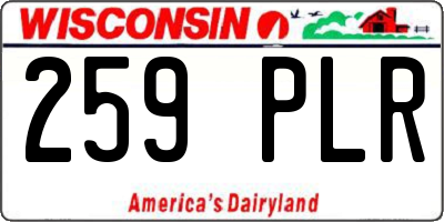 WI license plate 259PLR