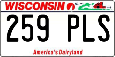 WI license plate 259PLS