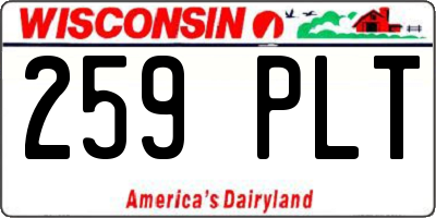 WI license plate 259PLT