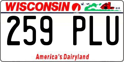 WI license plate 259PLU