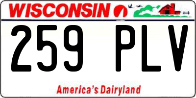 WI license plate 259PLV