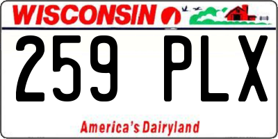 WI license plate 259PLX