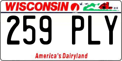 WI license plate 259PLY